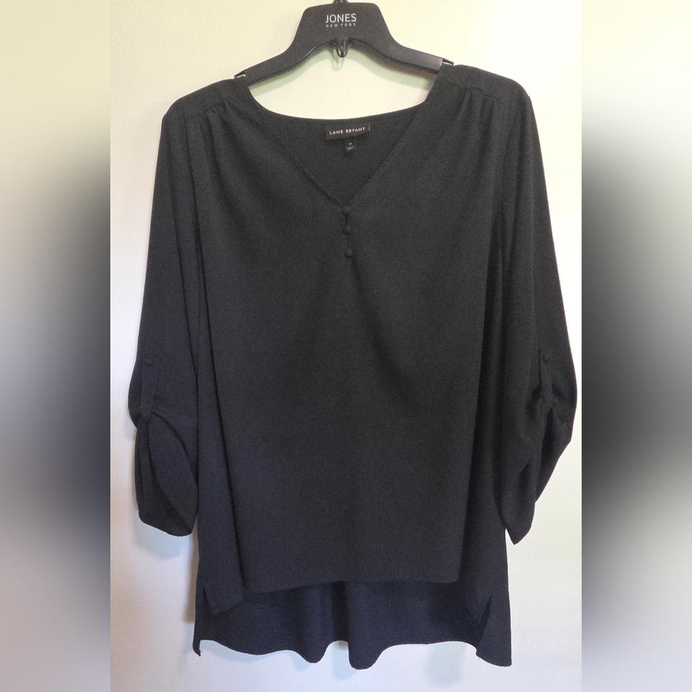 Lane Bryant Black 3/4 Sleeve Relaxed Blouse